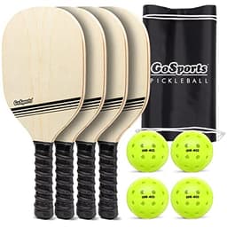 GoSports Wood Pickleball Paddle Set, 4-Pack