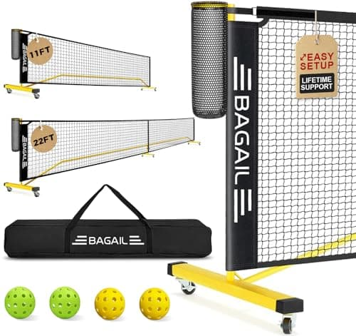 BAGAIL Portable Pickleball Net, 22 ft and 11 ft Half Court